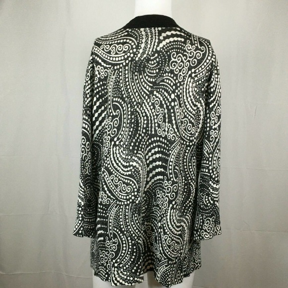 Chicos Cardigan Womens Sz 3 US XL 16 Black White Linen Blend Knit Sweater - Picture 3 of 7